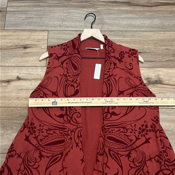 Soft Surroundings Waterfall Sweater Vest SZ Large Open Front Sleeveless Red - Picture 4 of 10